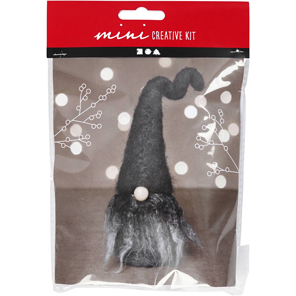 Creativ company mini hobby set, Christmas gnome, h: 13 cm, gray mix, 1 box