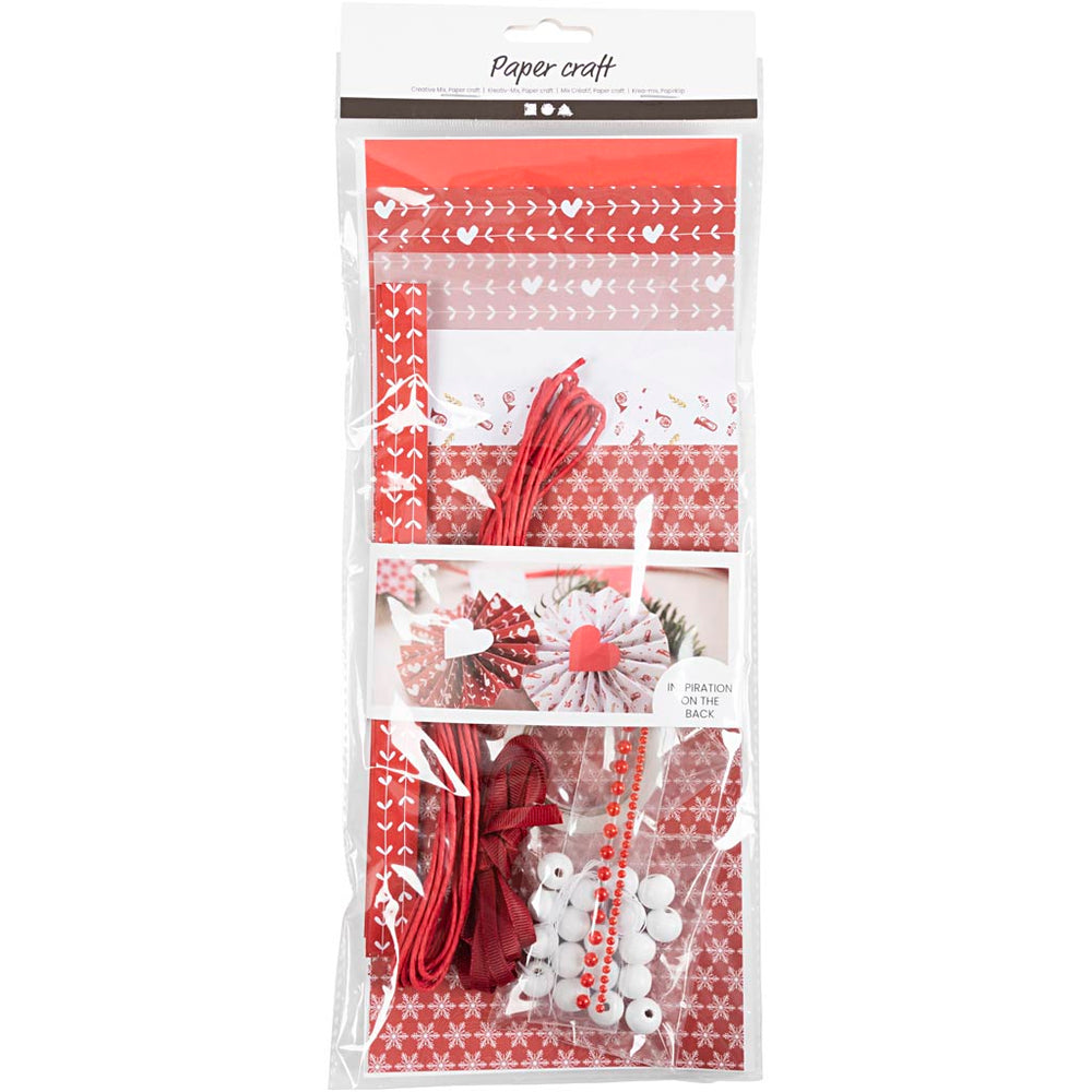 Creativ company creatieve mix, papier knippen, rood, wit, 1 doos
