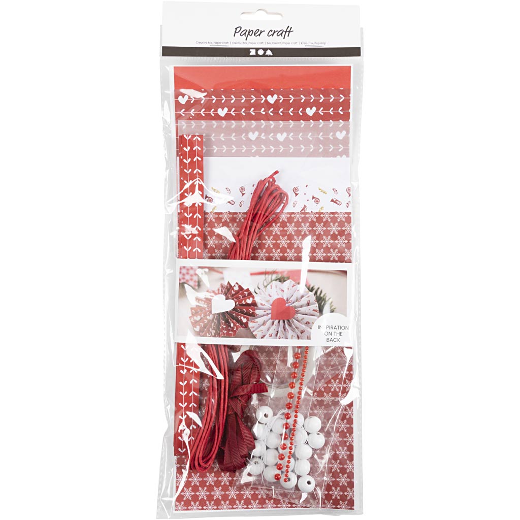 Creativ company creatieve mix, papier knippen, rood, wit, 1 doos