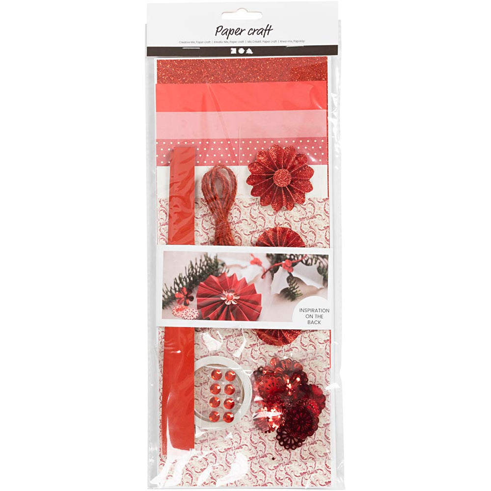 Creativ company creatieve mix, papier knippen, rood, crème, 1 doos