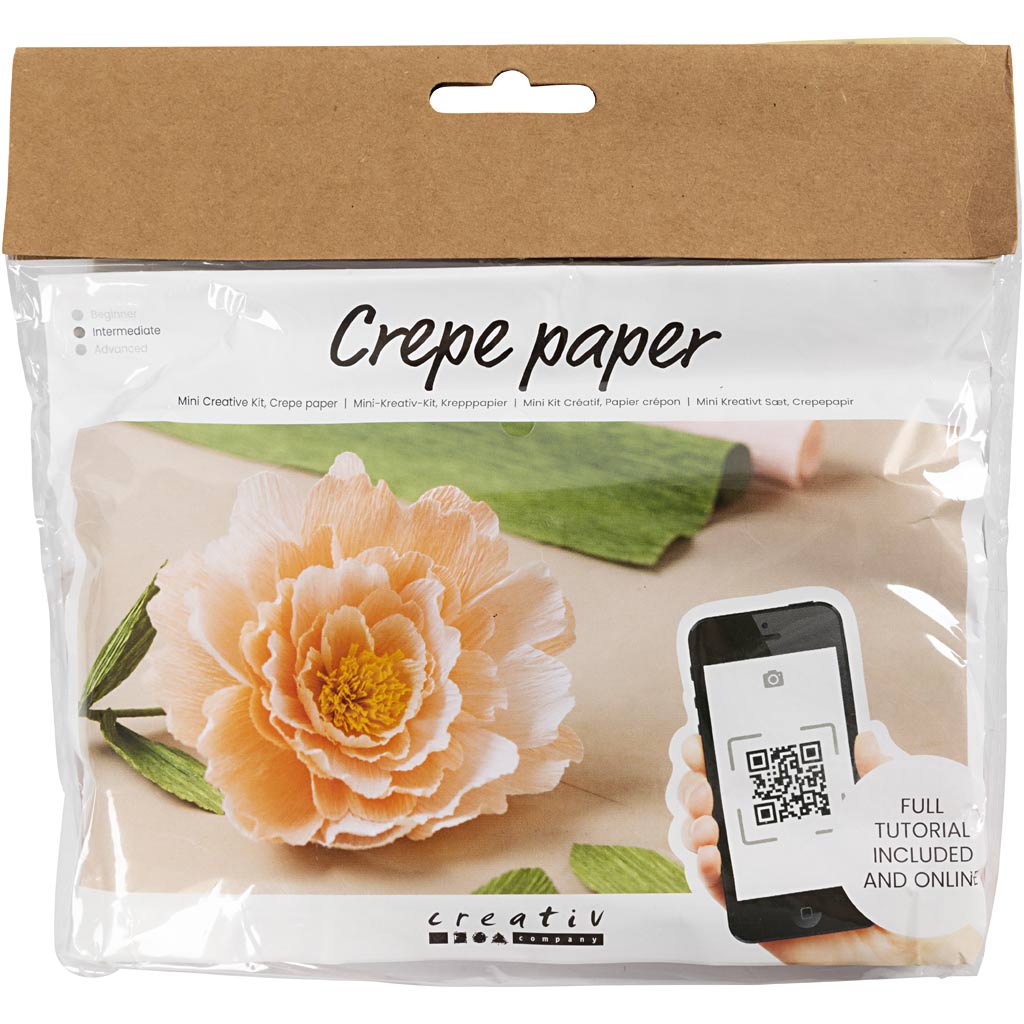 Creativ company mini hobbyset crêpepapier, pioenroos, crêpe-verhouding: 180%, 105 gr, 1 doos