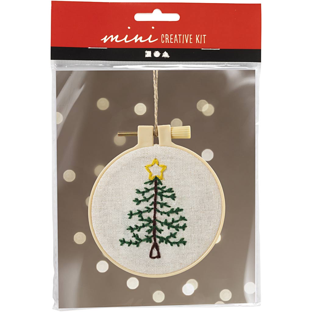Creativ company mini hobbyset borduurwerk, kerstboom, 1 doos