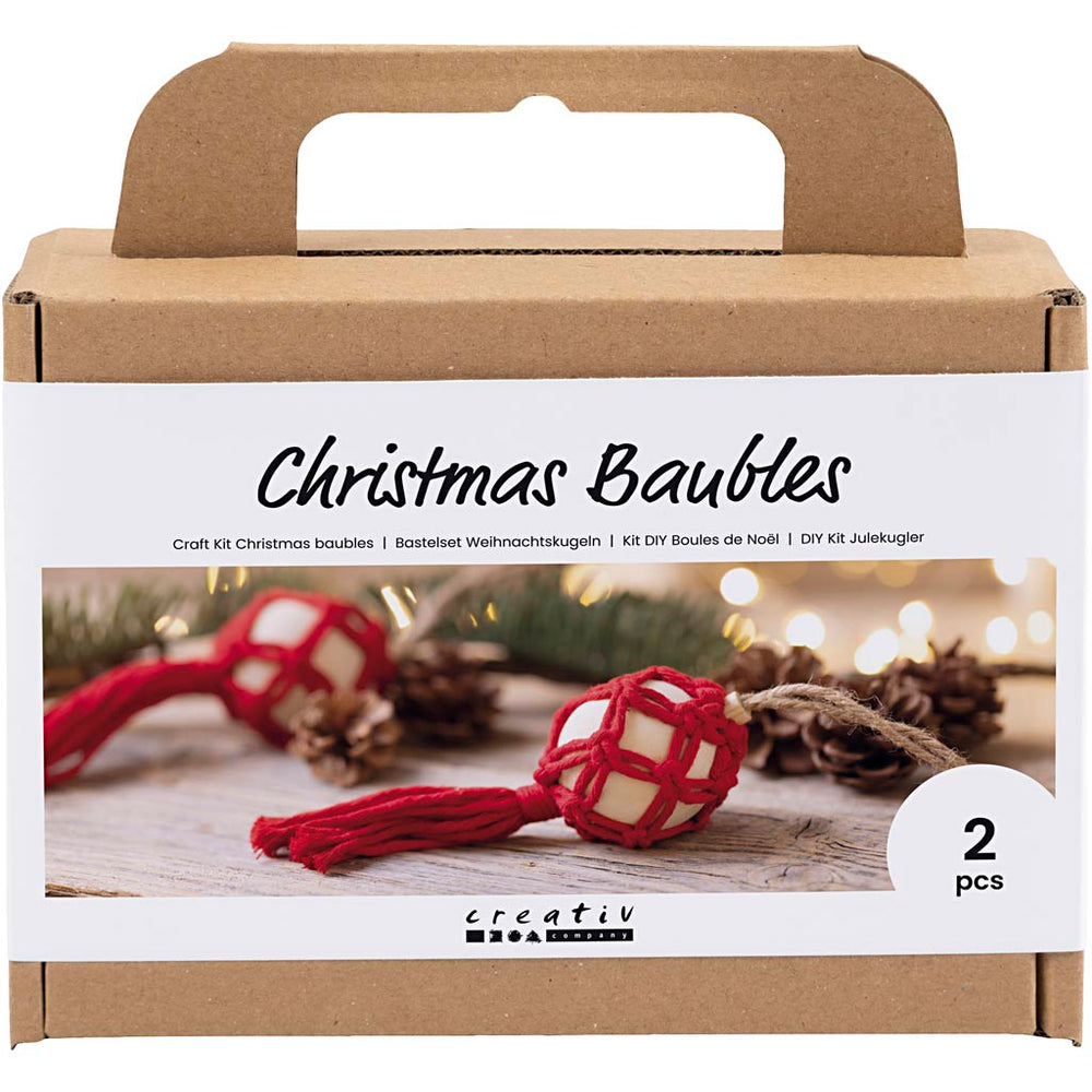 Creativ company hobbyset kerstballen, macramé, kerstrood, 1 doos