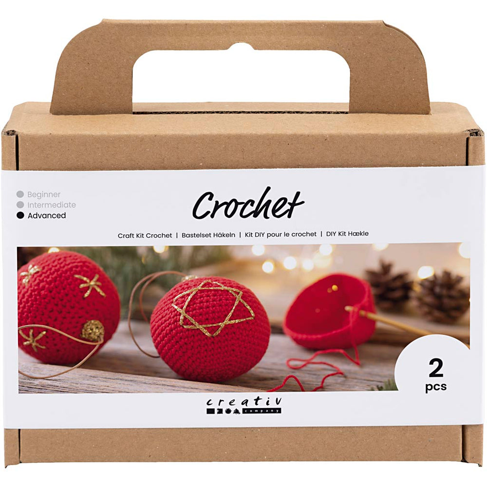 Creativ company hobbyset haken, kerstballen, rood, 1 doos