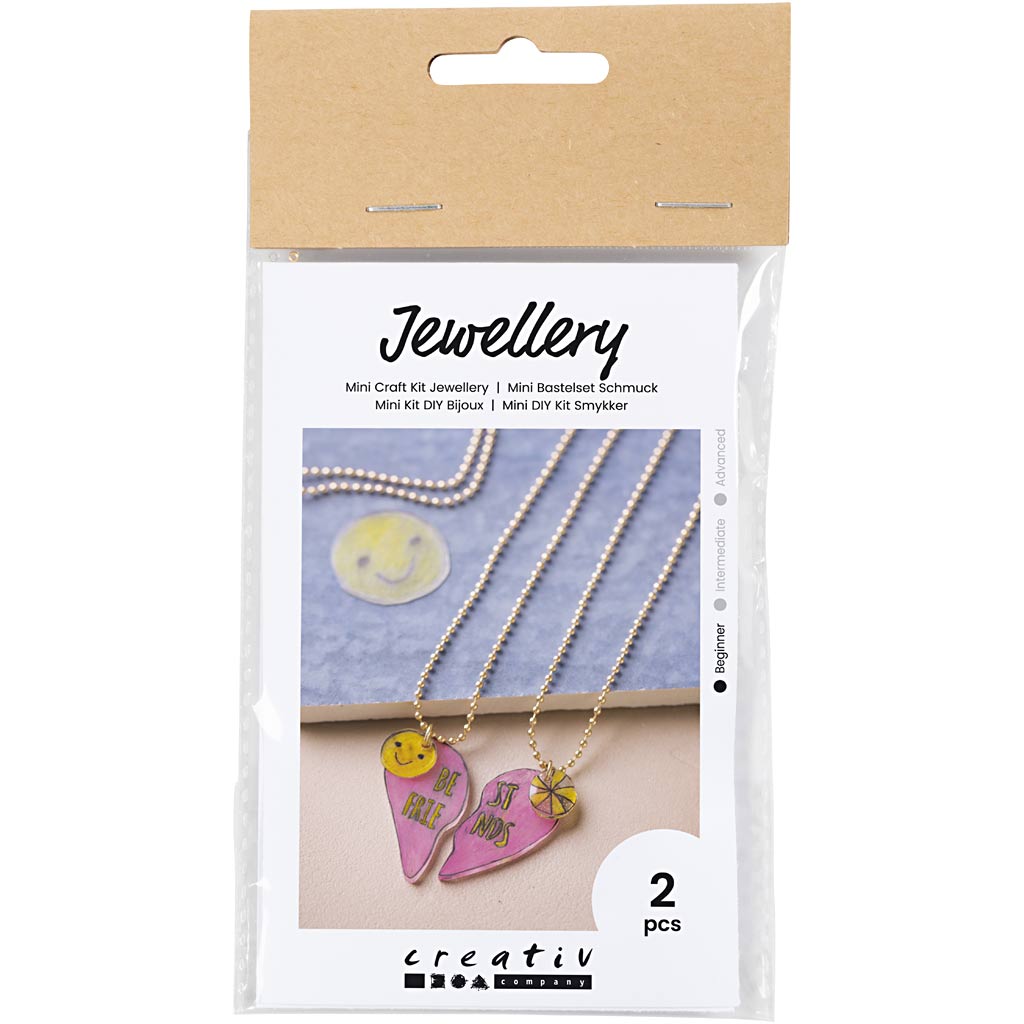 Creativ company mini hobby set jewelry, friendship necklaces made of shrink foil, 1 box