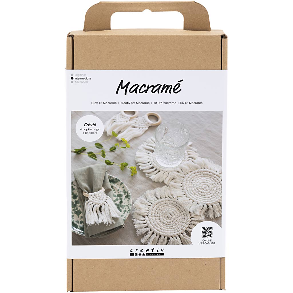 Creativ company hobby set macramé, table decoration, off white, 1 box