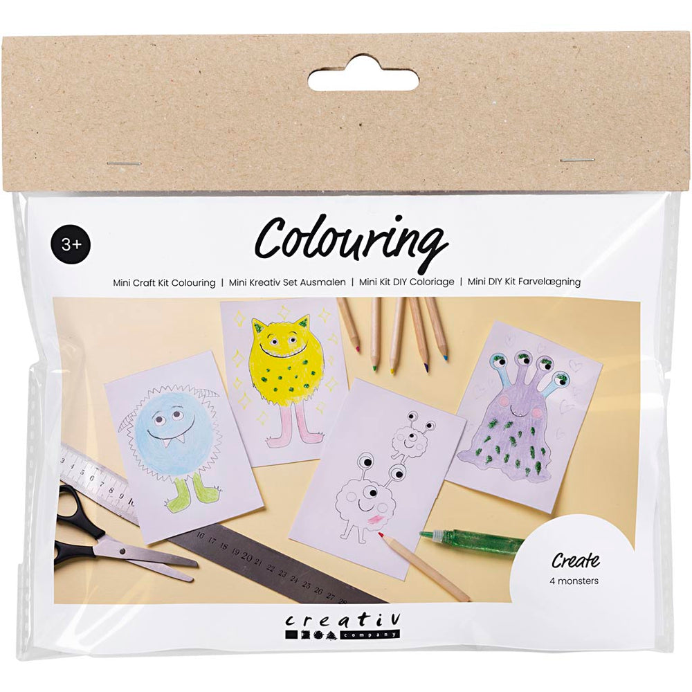 Creativ company mini hobbyset kleuren, monster, diverse kleuren, 1 doos