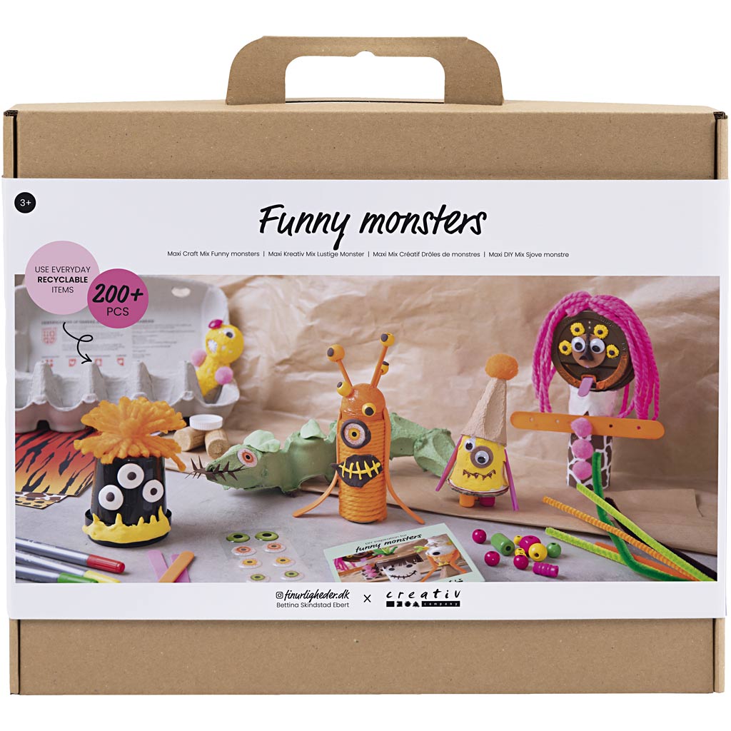 Creativ company maxi creatieve box grappige monsters, diverse kleuren, 1 doos