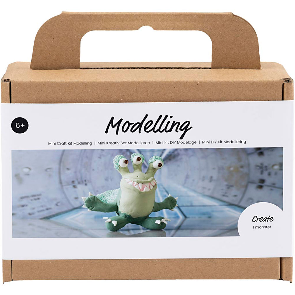 Creativ company mini hobbyset boetseren, monster lulu, lichtgroen, donkergroen, 1 doos