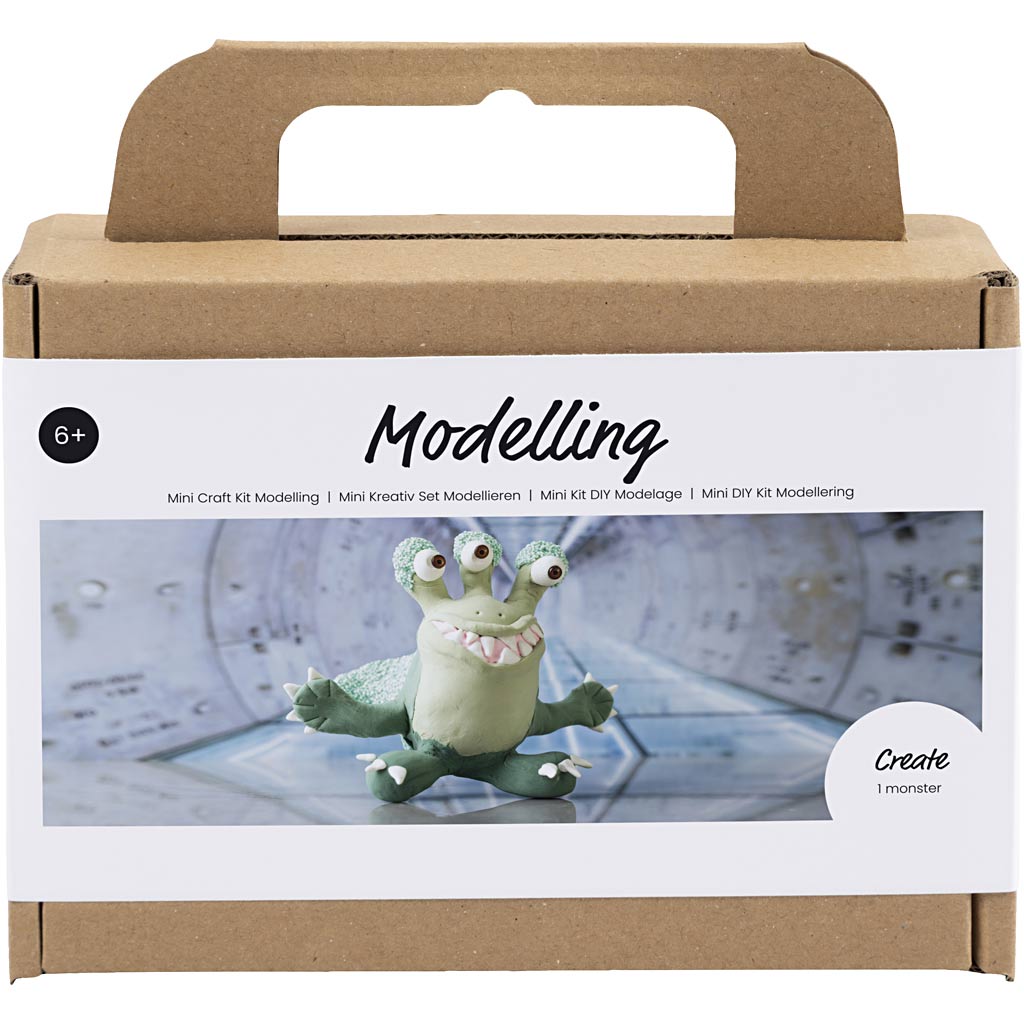 Creativ company mini hobbyset boetseren, monster lulu, lichtgroen, donkergroen, 1 doos