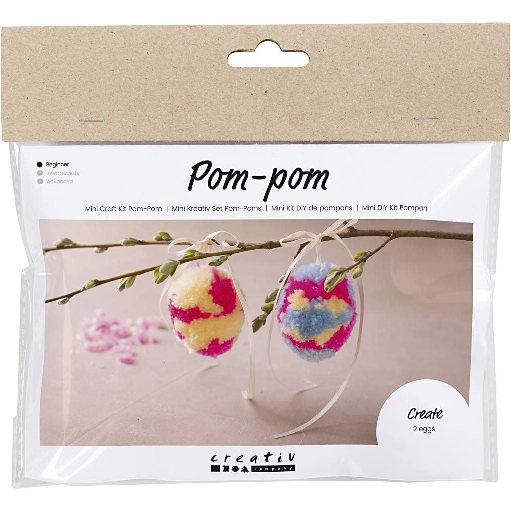Creativ company mini hobby set pompom, eggs, colorful, 1 box