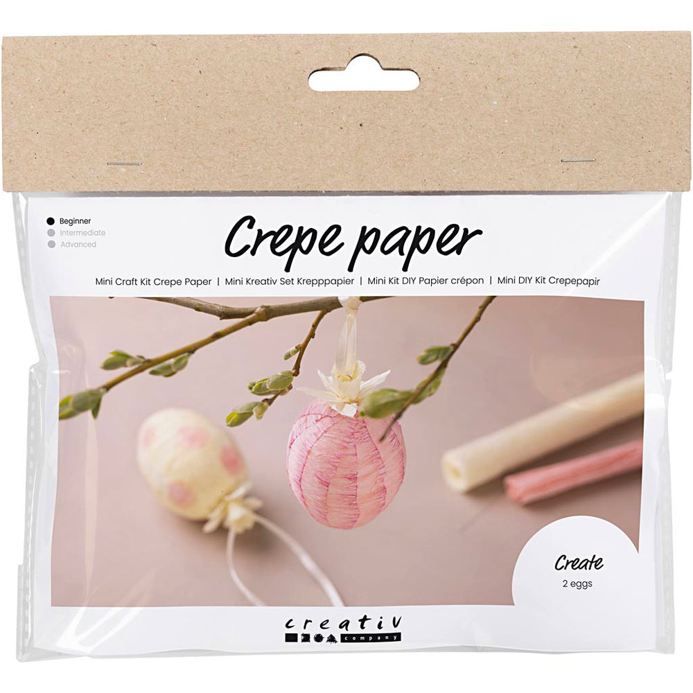 Creativ company mini hobbyset crêpepapier, eieren, lichtroze, lichtgeel, 1 doos