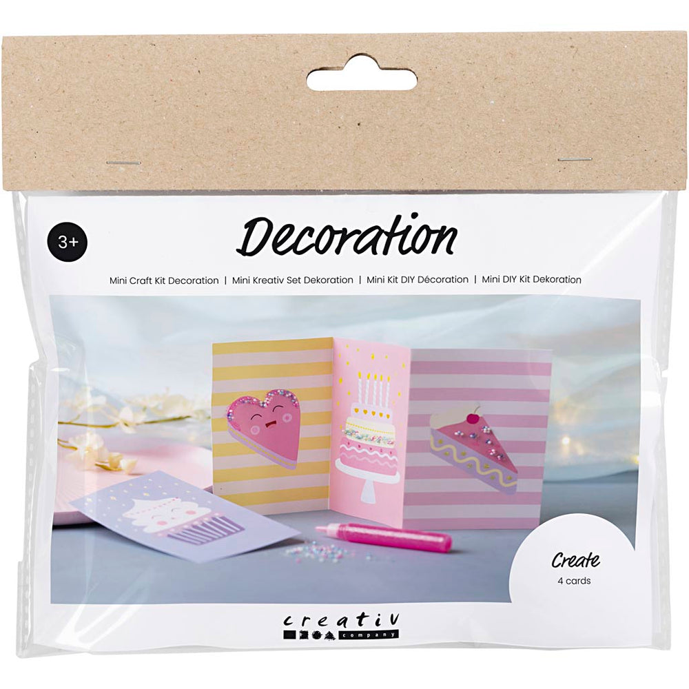 Creativ company mini hobbyset decoratie, taartjes, pastel roze, pastel paars, pastel geel, 1 doos