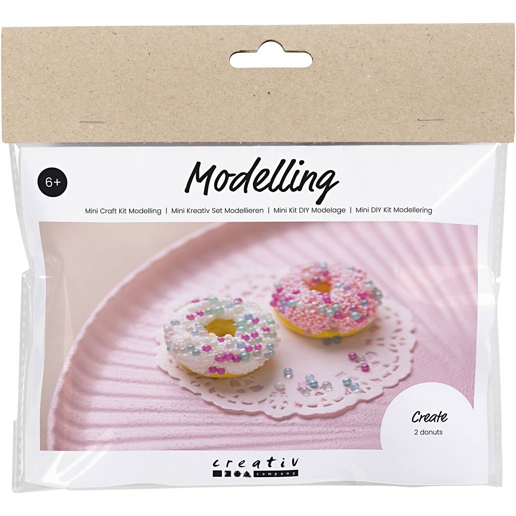 Creativ company mini hobby set modeling, donuts, pink, turquoise, white, yellow, 1 box