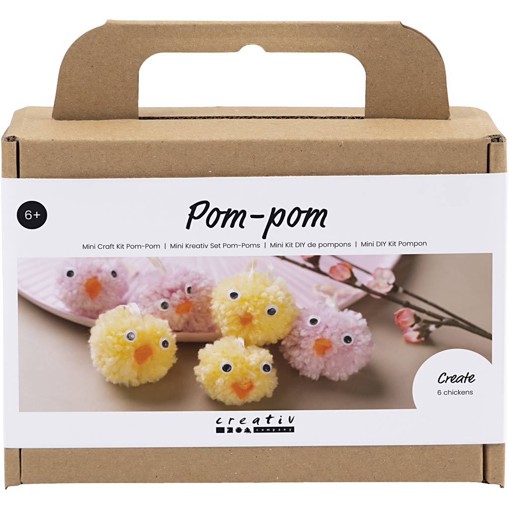 Creativ company mini hobbyset pompom, kuikens, diverse kleuren, 1 doos