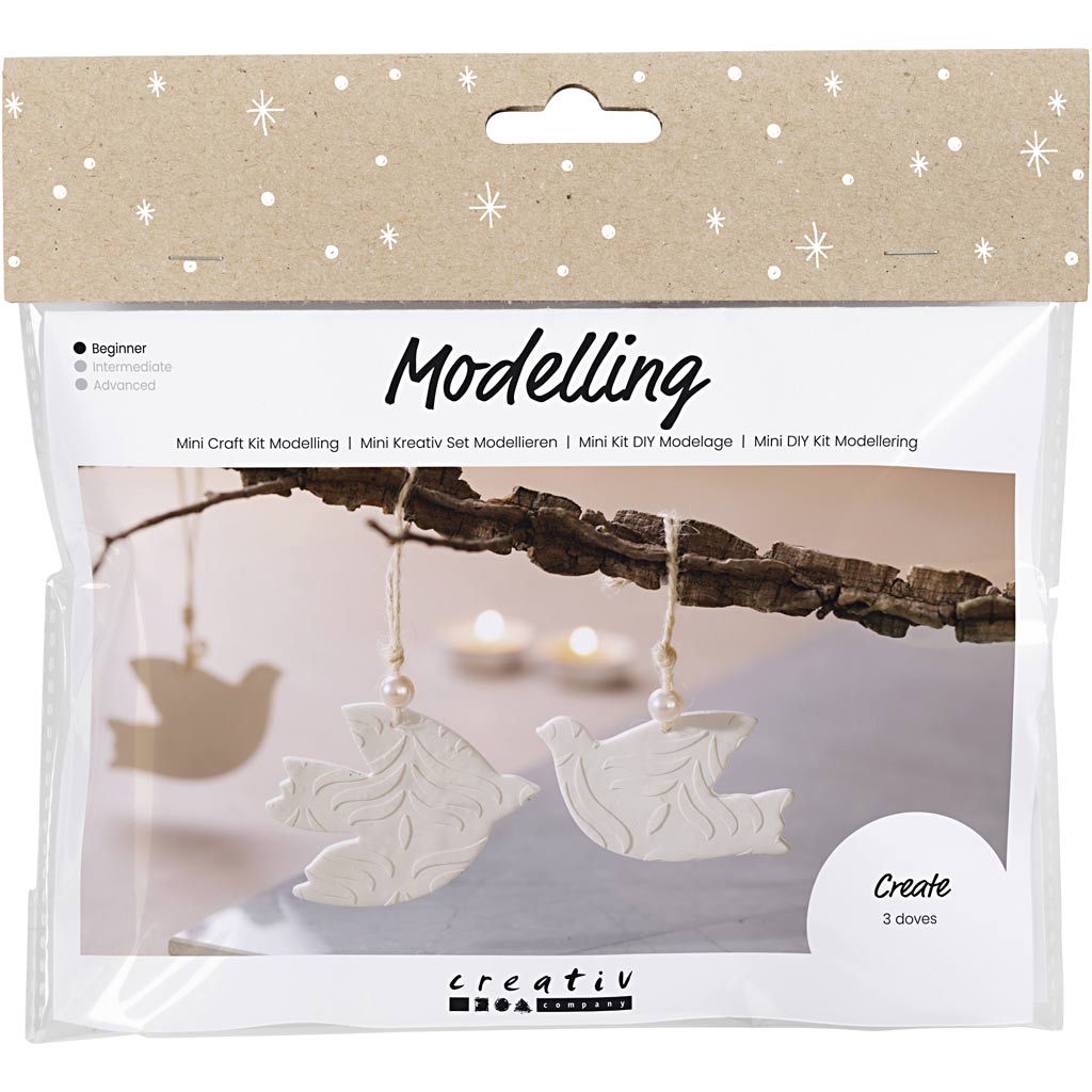 Creativ company mini hobby set sculpting, pigeons, off white, 1 box
