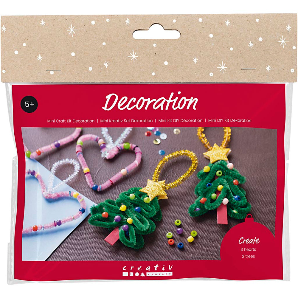 Creativ company mini hobby set decoration, hearts and Christmas trees, 1 box