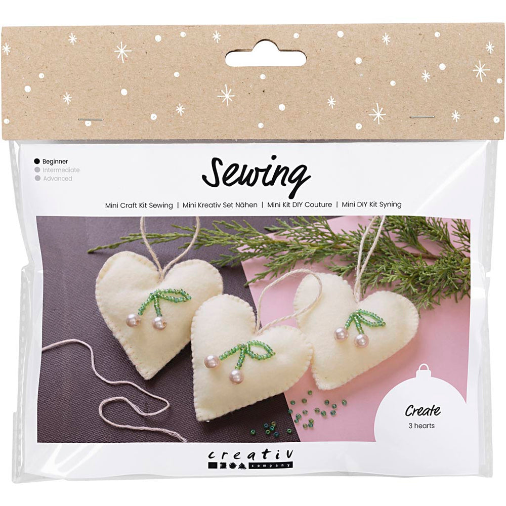 Creativ company mini hobby set sewing, hearts, off white, 1 box