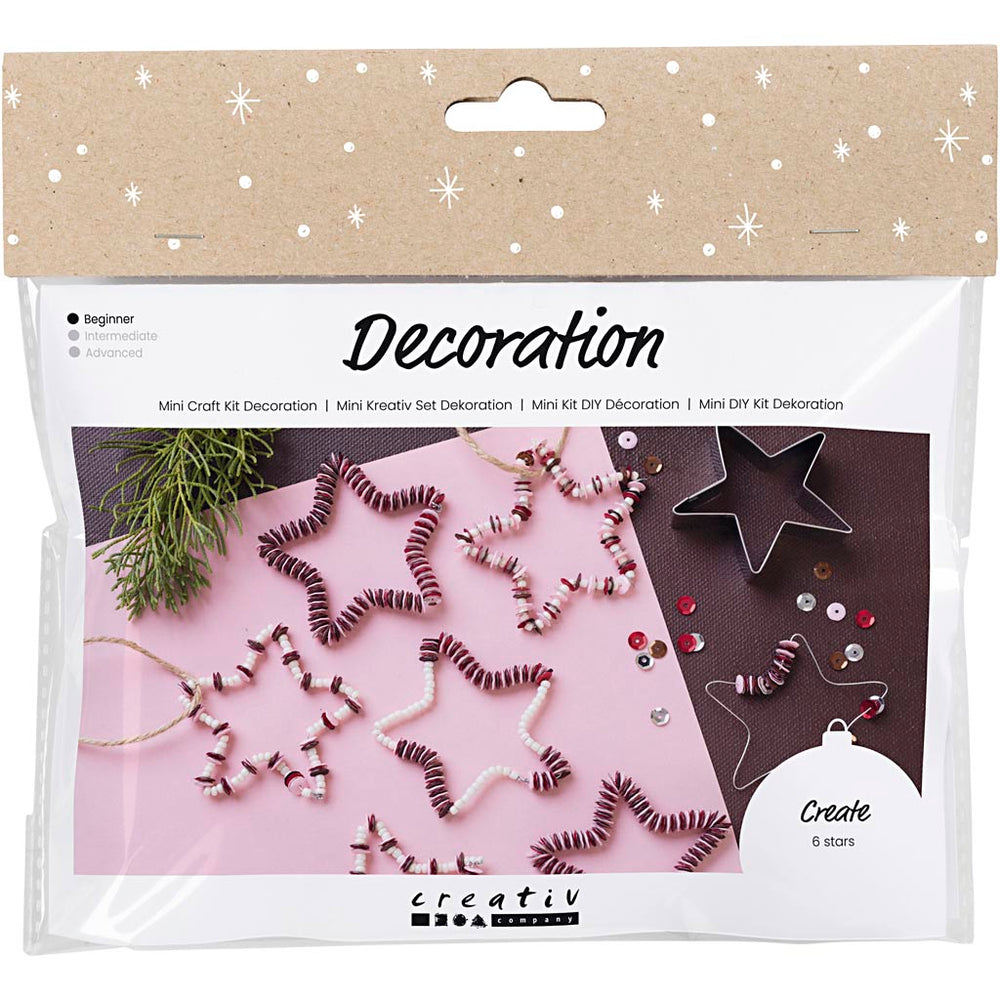 Creativ company mini hobbyset decoratie, sterren, rood, 1 doos