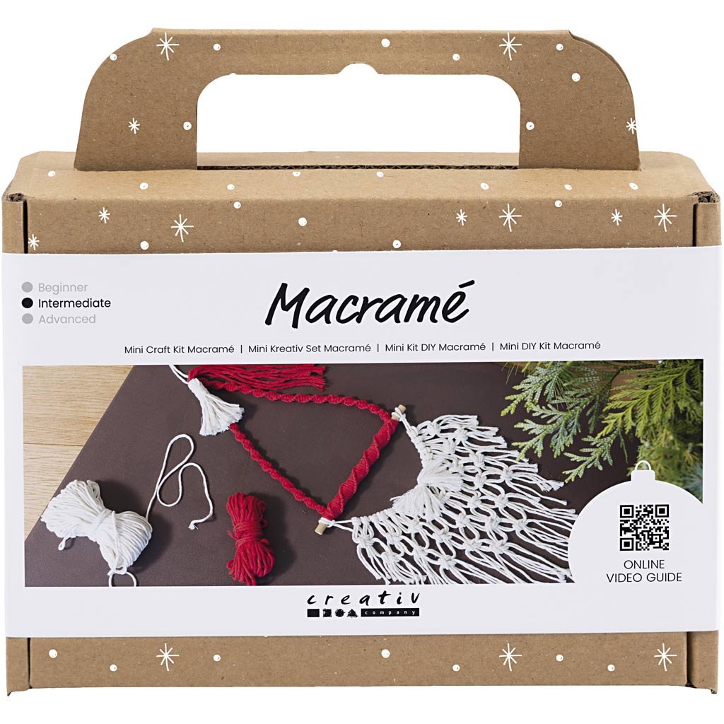 Creativ company mini hobby set macramé, Santa Claus, Christmas red, off-white, 1 box