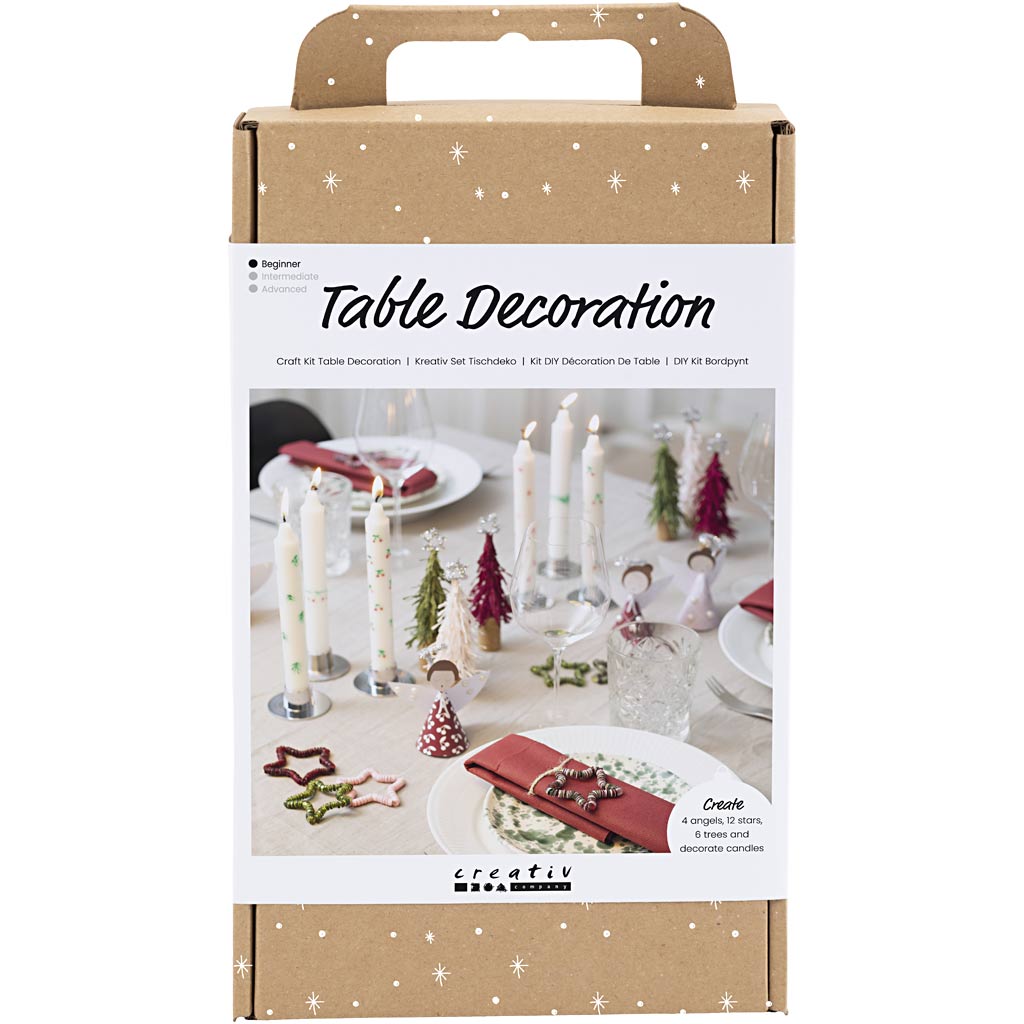 Creativ company hobby set table decoration, angels, Christmas trees, stars, various colors, 1 box