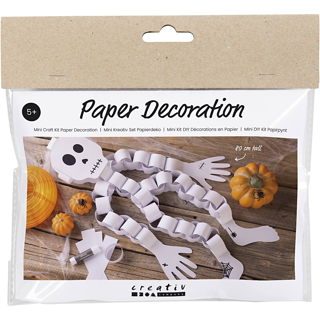 Creativ company mini hobby set decorations made of paper, skeleton, black and white, 1 box
