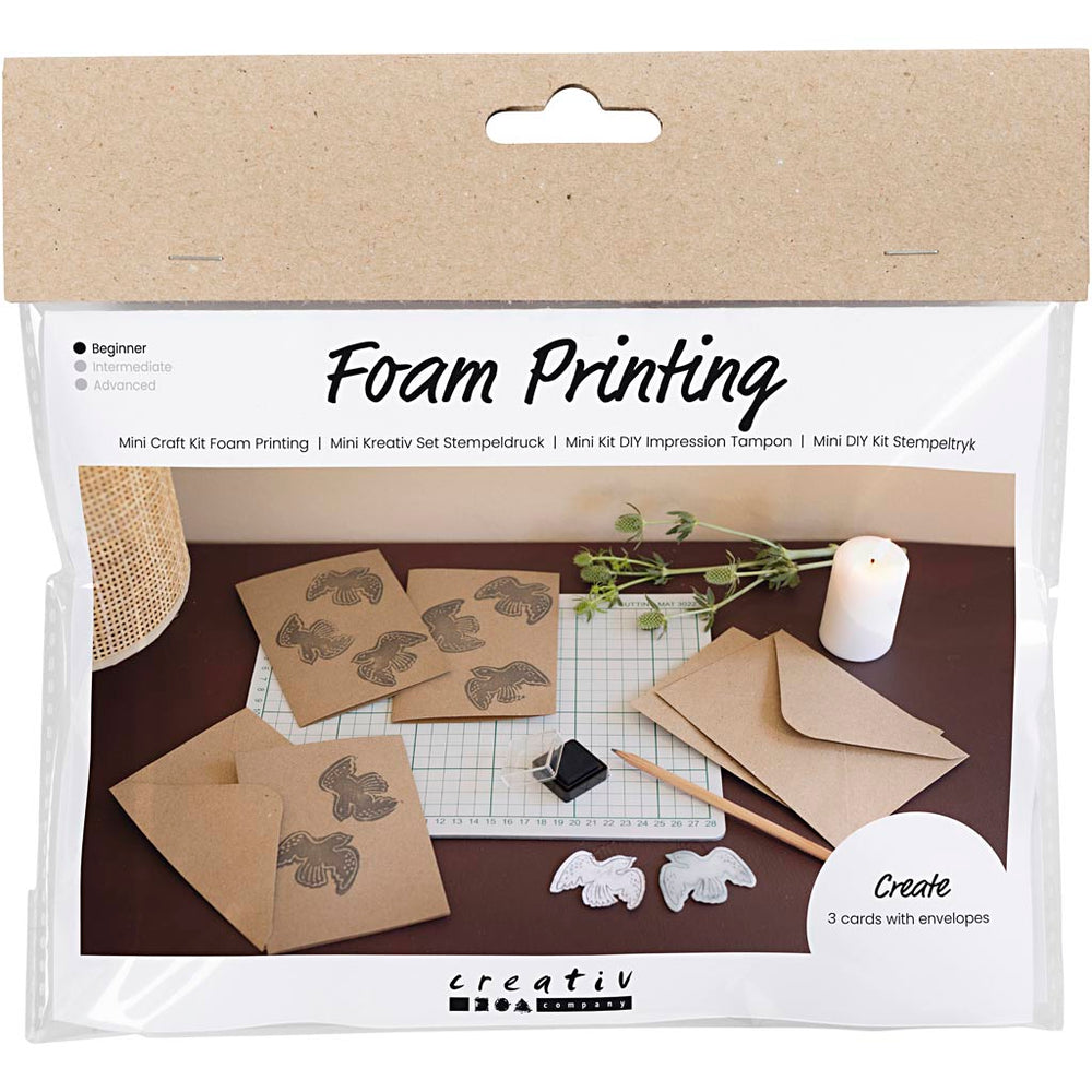 Creativ company mini hobbyset foam druk, kaart met duiven, beige, 1 doos