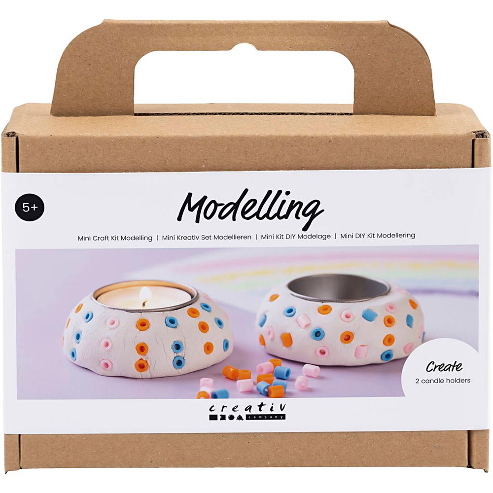 Creativ company mini hobby set modeling, candle holders, white, 1 box