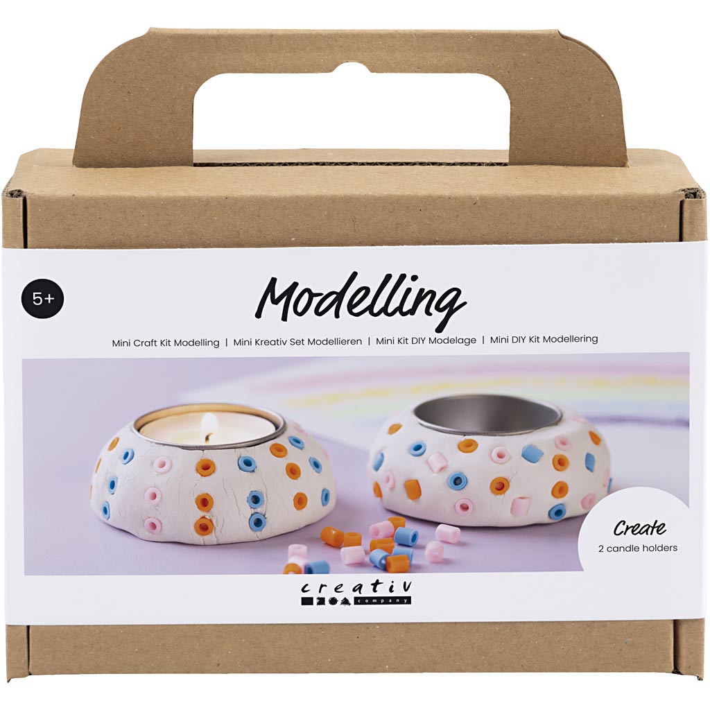 Creativ company mini hobby set modeling, candle holders, white, 1 box