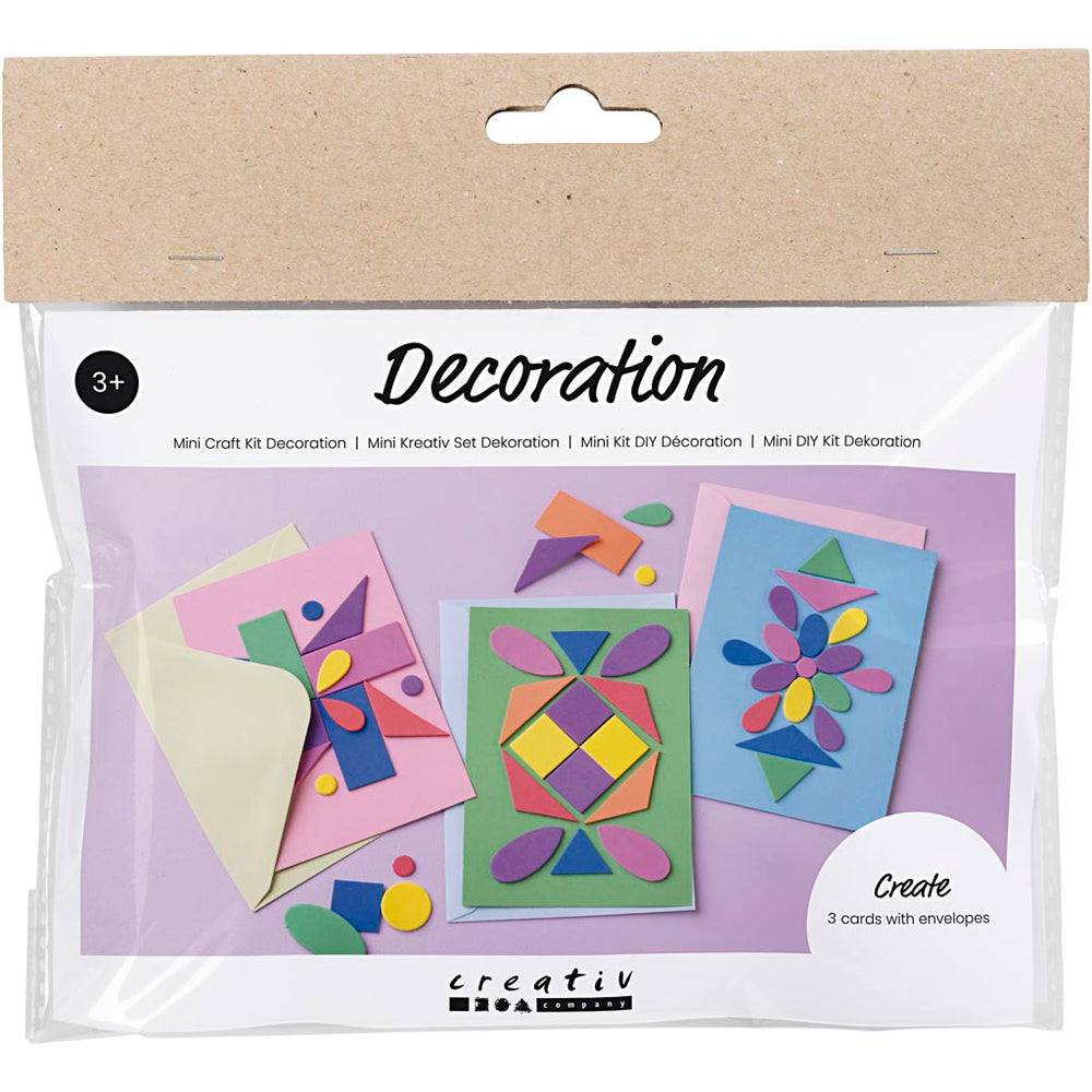 Creativ company mini hobbyset decoratie, versierde kaarten, blauw, groen, roze, 1 doos