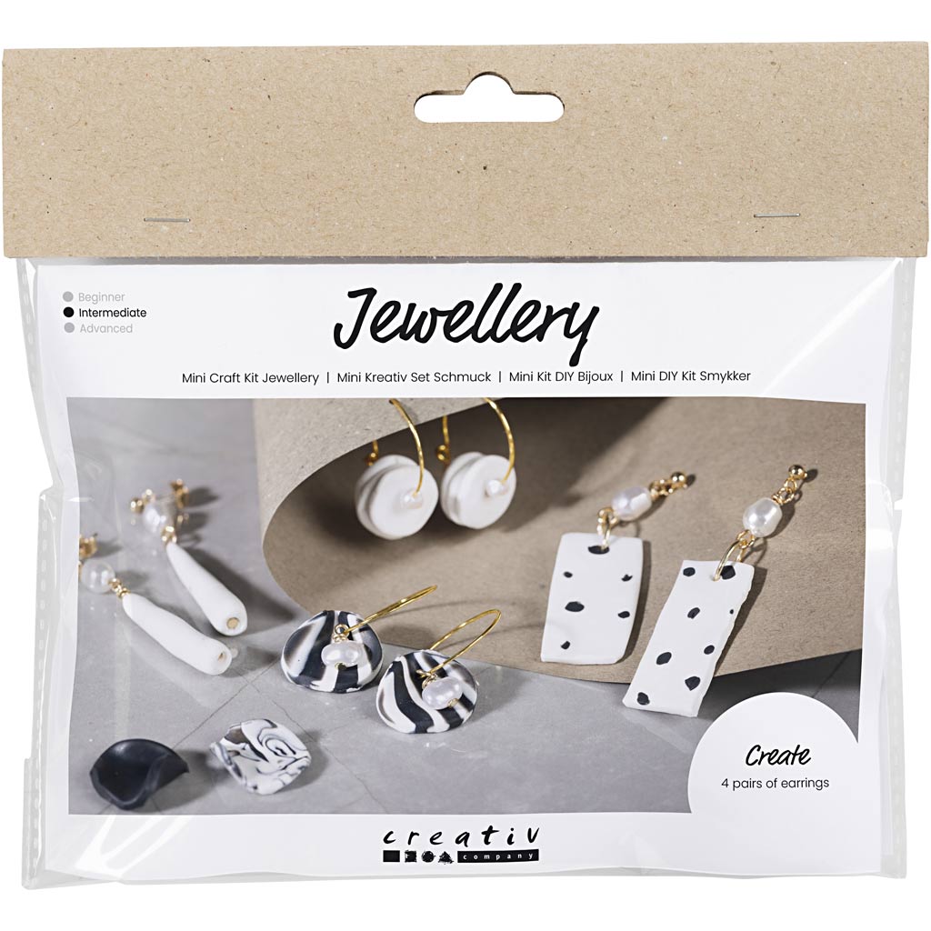 Creativ company mini hobby set jewelry, earrings, black, white, 1 box