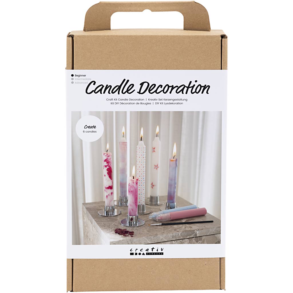 Creativ company hobby set candle decorating, decorated pointed candles, white, 1 box