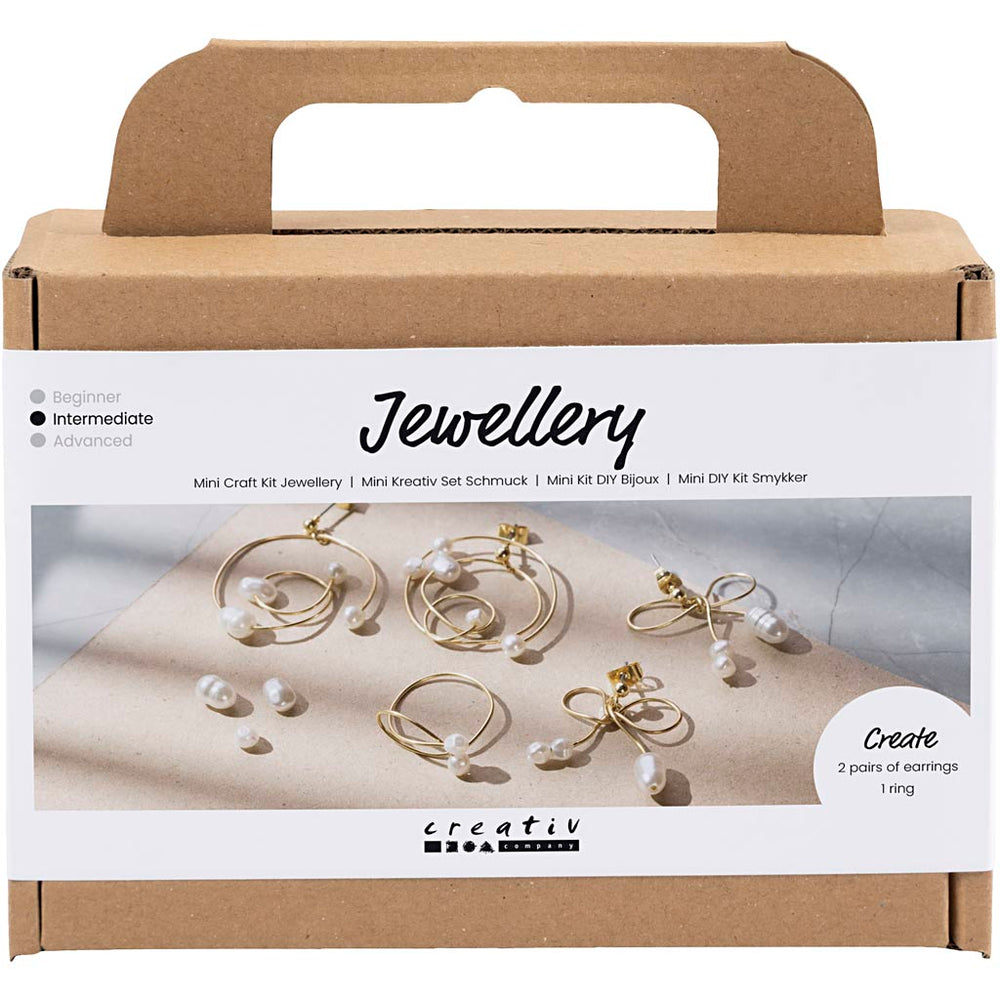 Creativ company mini hobbyset sieraden, oorbellen van metaaldraad, verguld, 1 doos