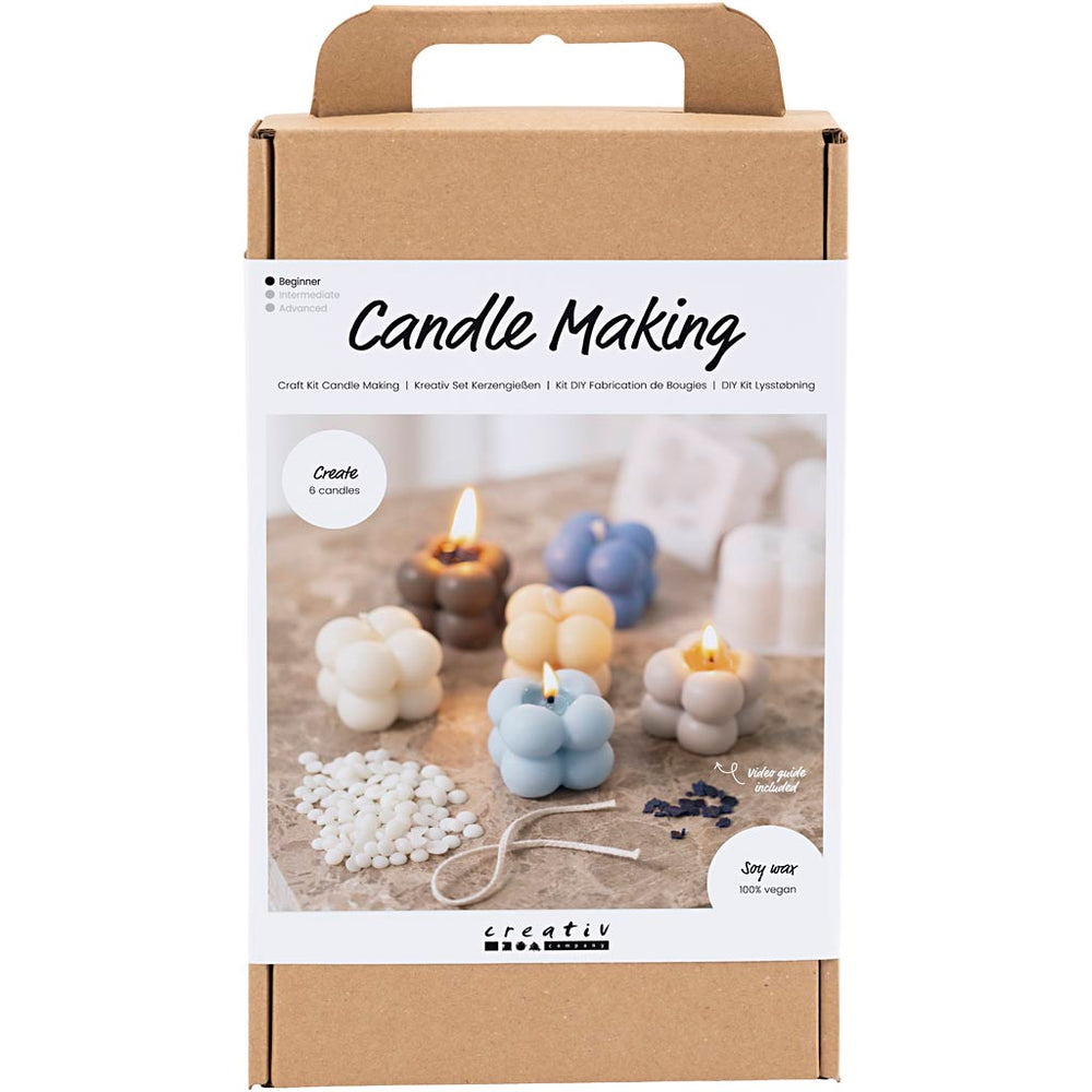 Creativ company hobbyset kaarsen maken, bubble sojakaars, beige, lichtblauw, crème, 1 doos