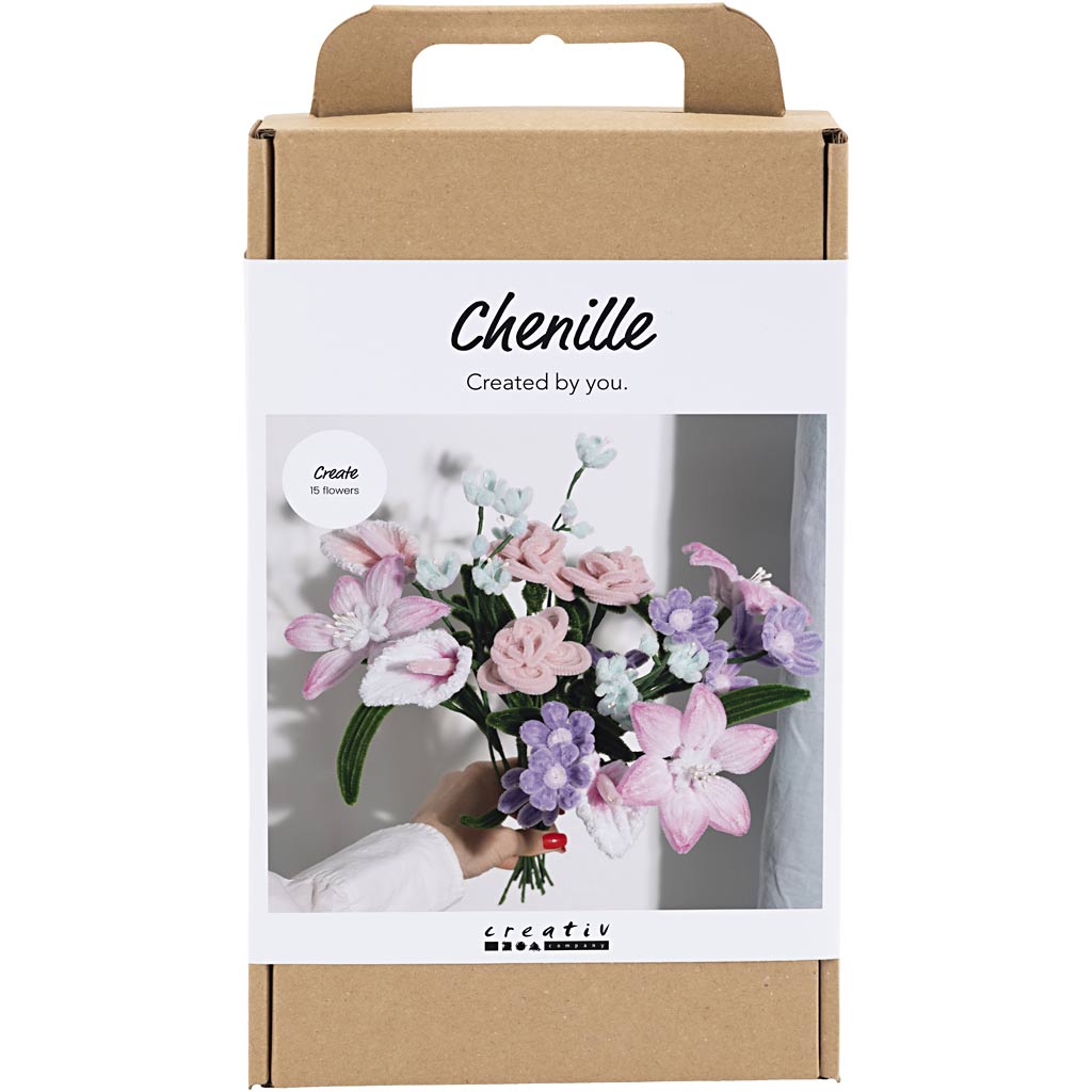 Creativ company hobbyset bloemen van chenilledraad, bloemen, pastelkleuren, 1 doos