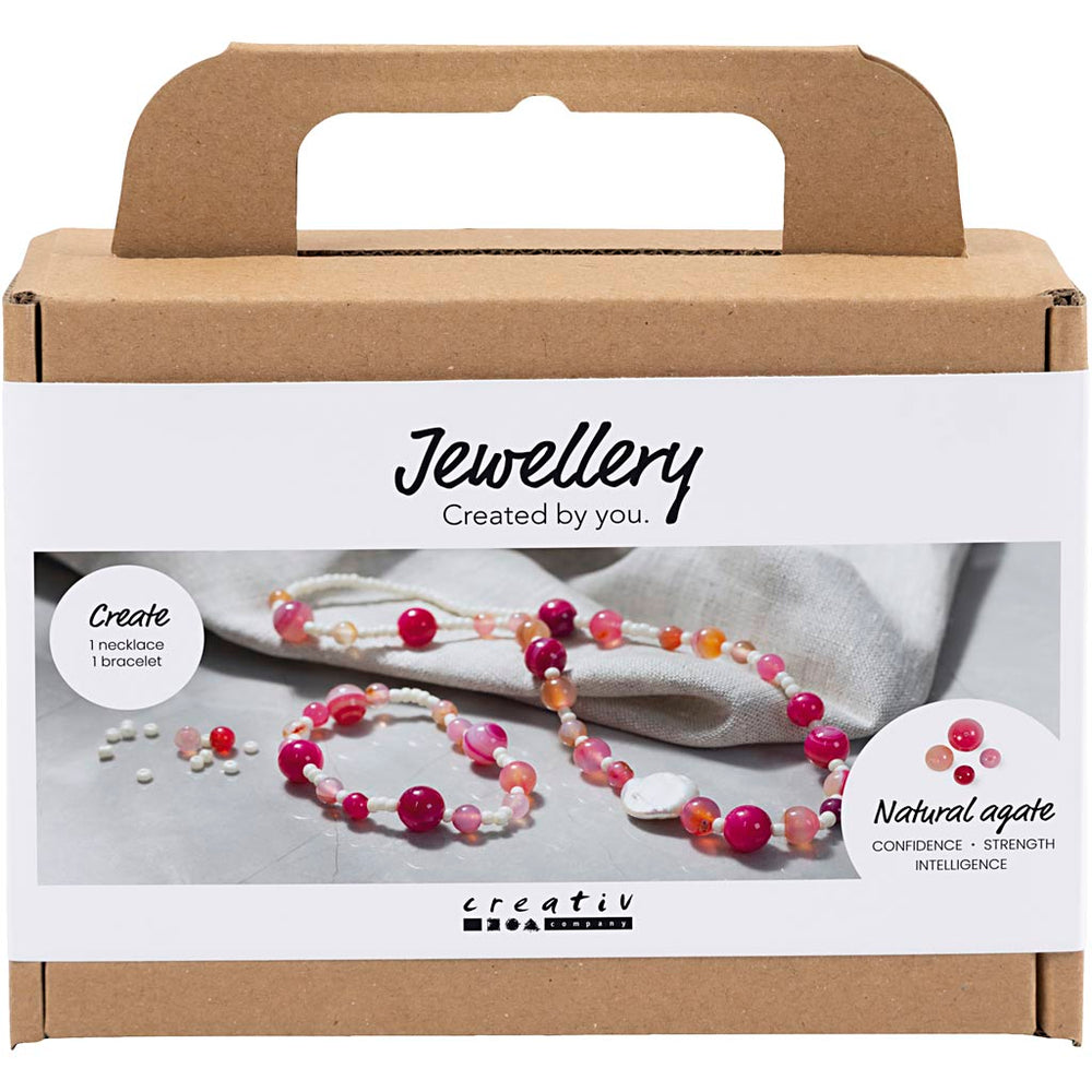 Creativ company mini hobbyset sieraden, halsketting en armband, roze, 1 doos