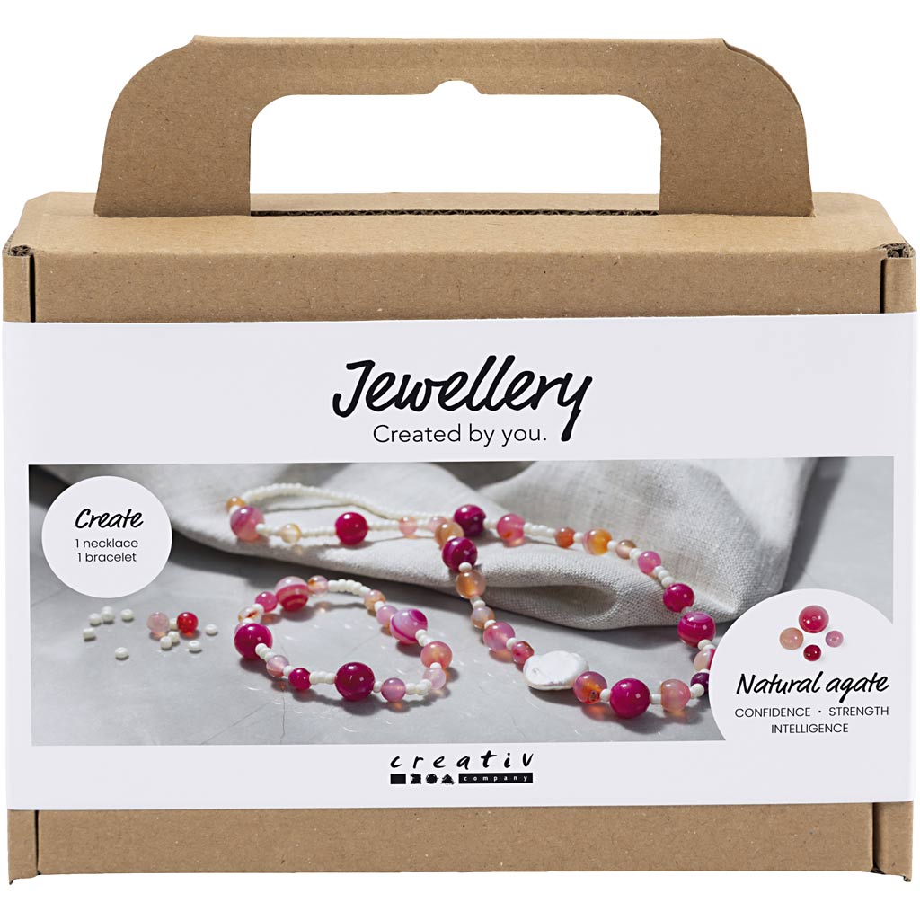 Creativ company mini hobby set jewelry, necklace and bracelet, pink, 1 box