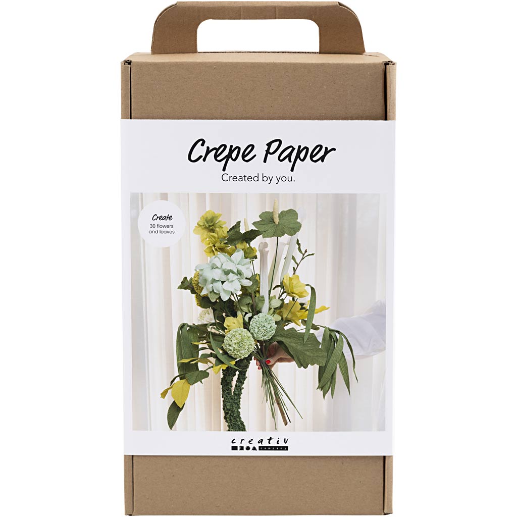 Creativ company maxi hobby set crepe paper, flower bouquet, light green, dark green, pastel green, white, 1 box