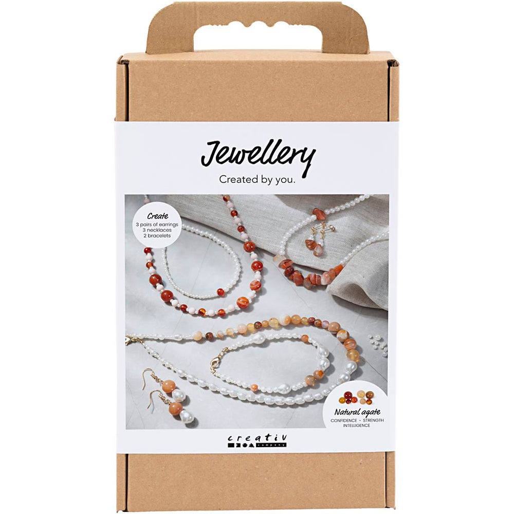 Creativ company hobby set jewelry, beige, burnt orange, white mother of pearl, 1 box