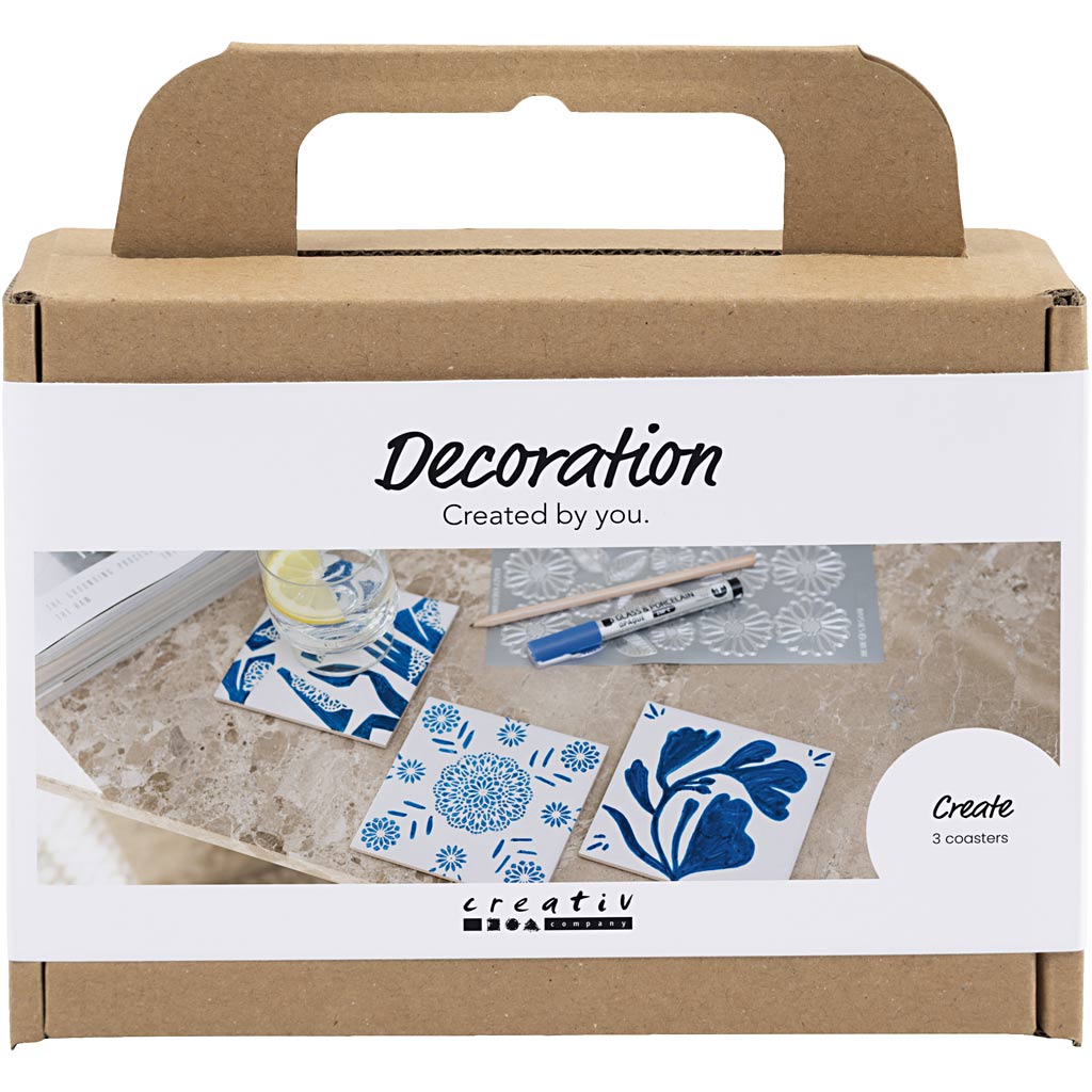 Creativ company mini hobby set decoration, porcelain coasters, blue, 1 box