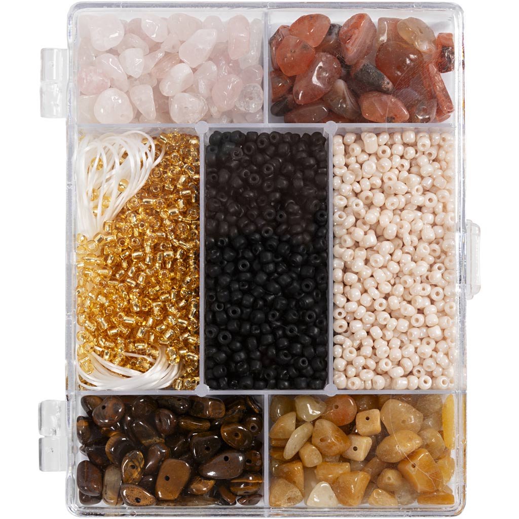 Creativ company creative box jewelry, crystals, size 2.6-10 mm, hole size 0.8-1.2 mm, approx. 2520 pieces, various colors, 1 box
