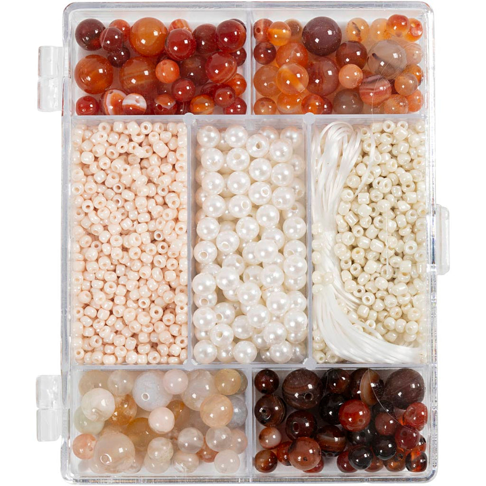 Creativ company creatieve box sieraden, agaten, afm 2,6-10 mm, gatgrootte 0,8-1,8 mm, ca. 1480 stuk, diverse kleuren, 1 doos