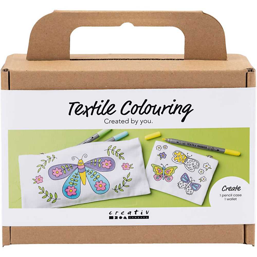 Creativ company mini hobby set textile decorating, butterflies, pastel colors, 1 box