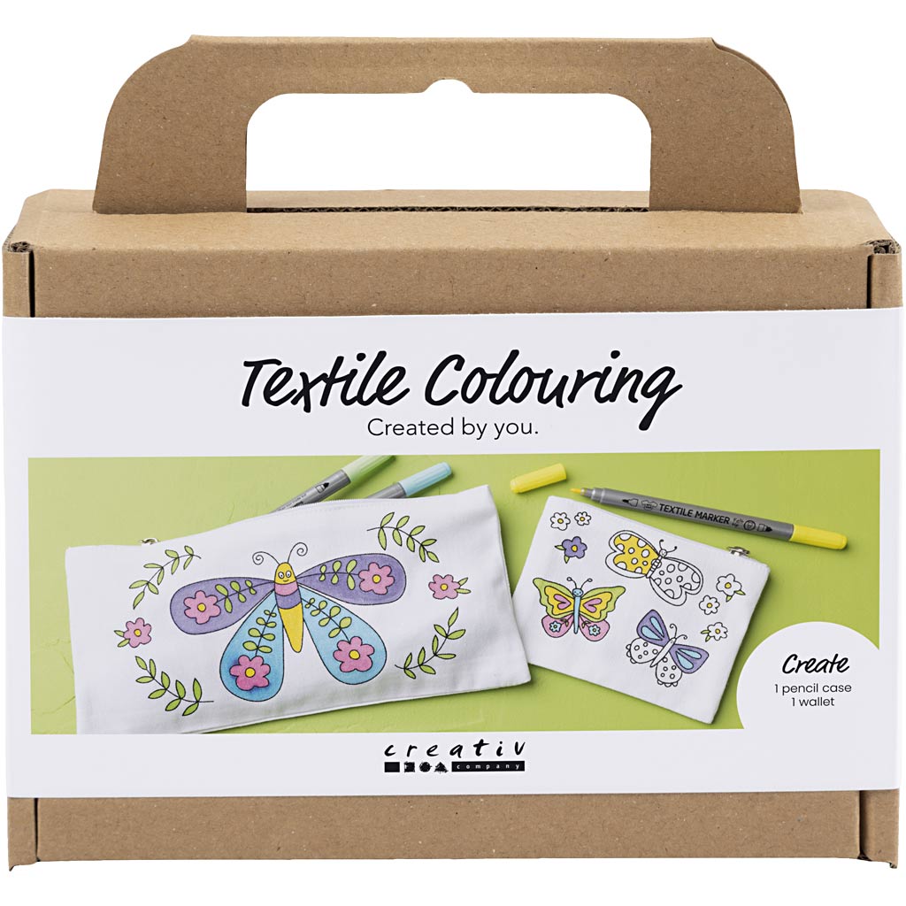 Creativ company mini hobby set textile decorating, butterflies, pastel colors, 1 box