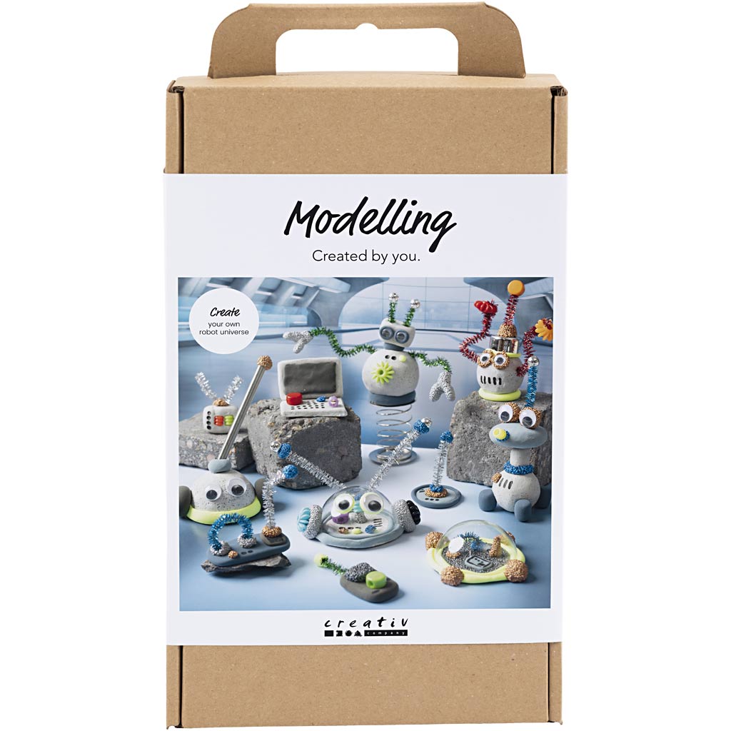 Creativ company hobby set modeling, robot, blue, gray, red, silver-plated, 1 box