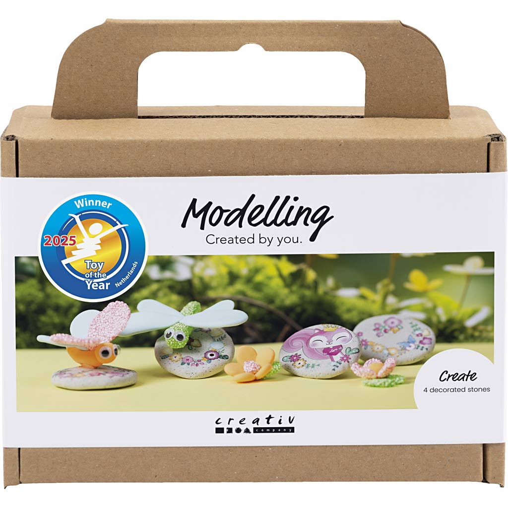 Creativ company mini hobby set sculpting, stone with insect, gray, light pink, light turquoise, 1 box