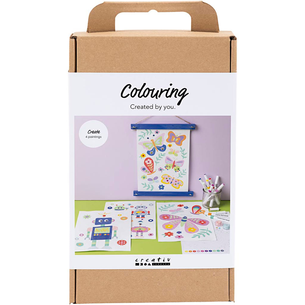 Creativ company hobby set coloring, butterfly and robot, cheerful colors, 1 box