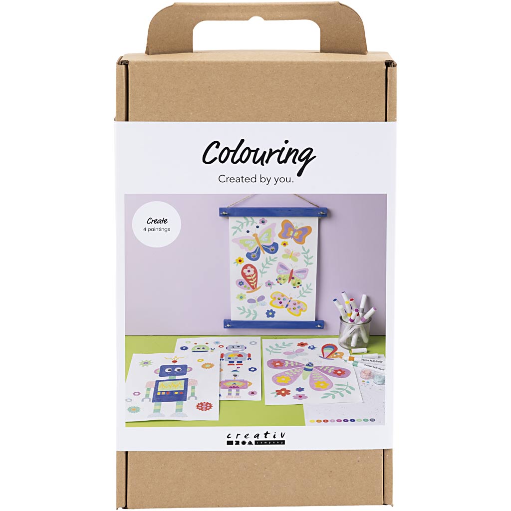 Creativ company hobby set coloring, butterfly and robot, cheerful colors, 1 box