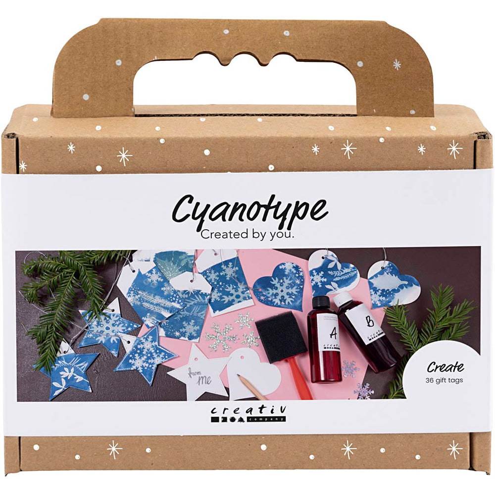Creativ company mini hobby set cyanotype, gift labels, blue, silver, 1 box