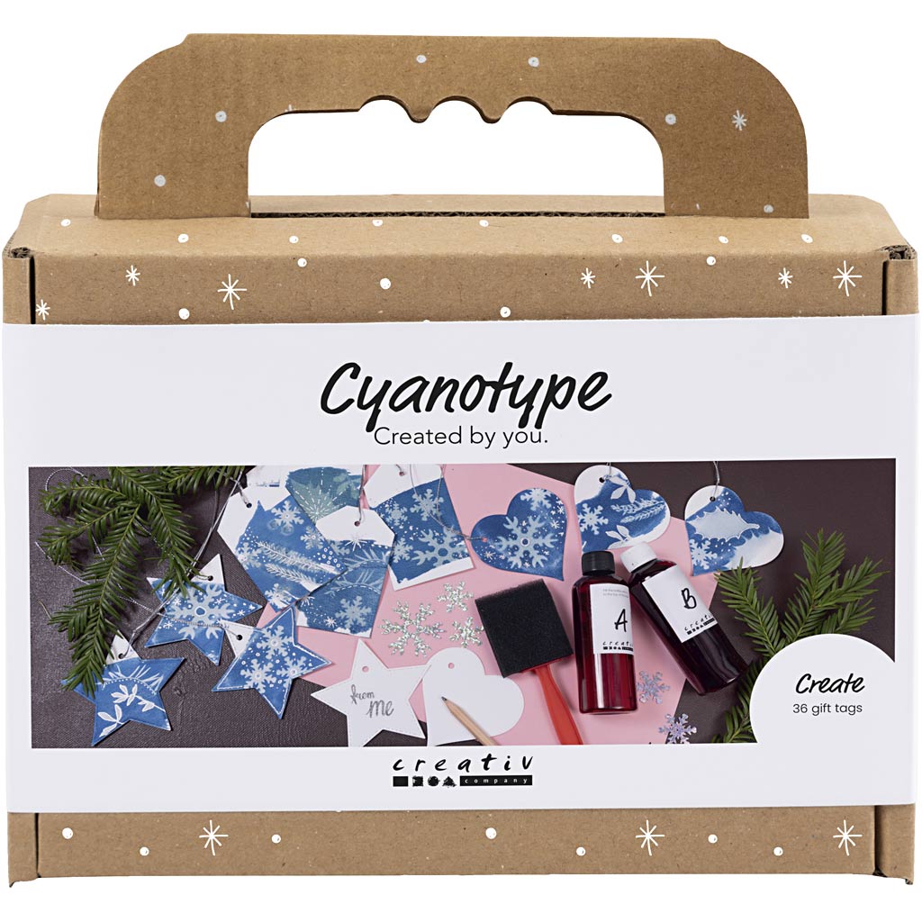 Creativ company mini hobby set cyanotype, gift labels, blue, silver, 1 box